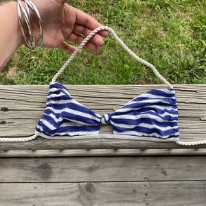 L*space bikini top and bottom blue and white stripes